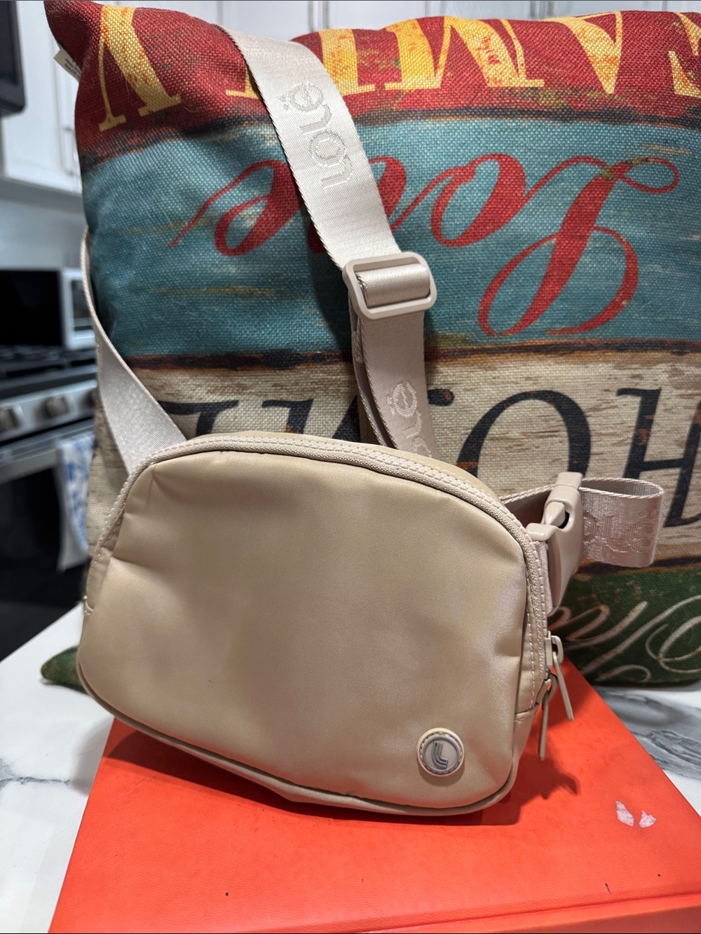Lole Beige Belt Bag with Adjustable Logo Strap